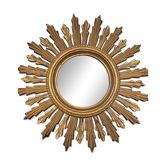 Miroir soleil vintage en bois doré – 50 cm