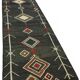 Handmade Turkish One of a Kind 92 cm x 419 cm Black Wool Runner Carpet