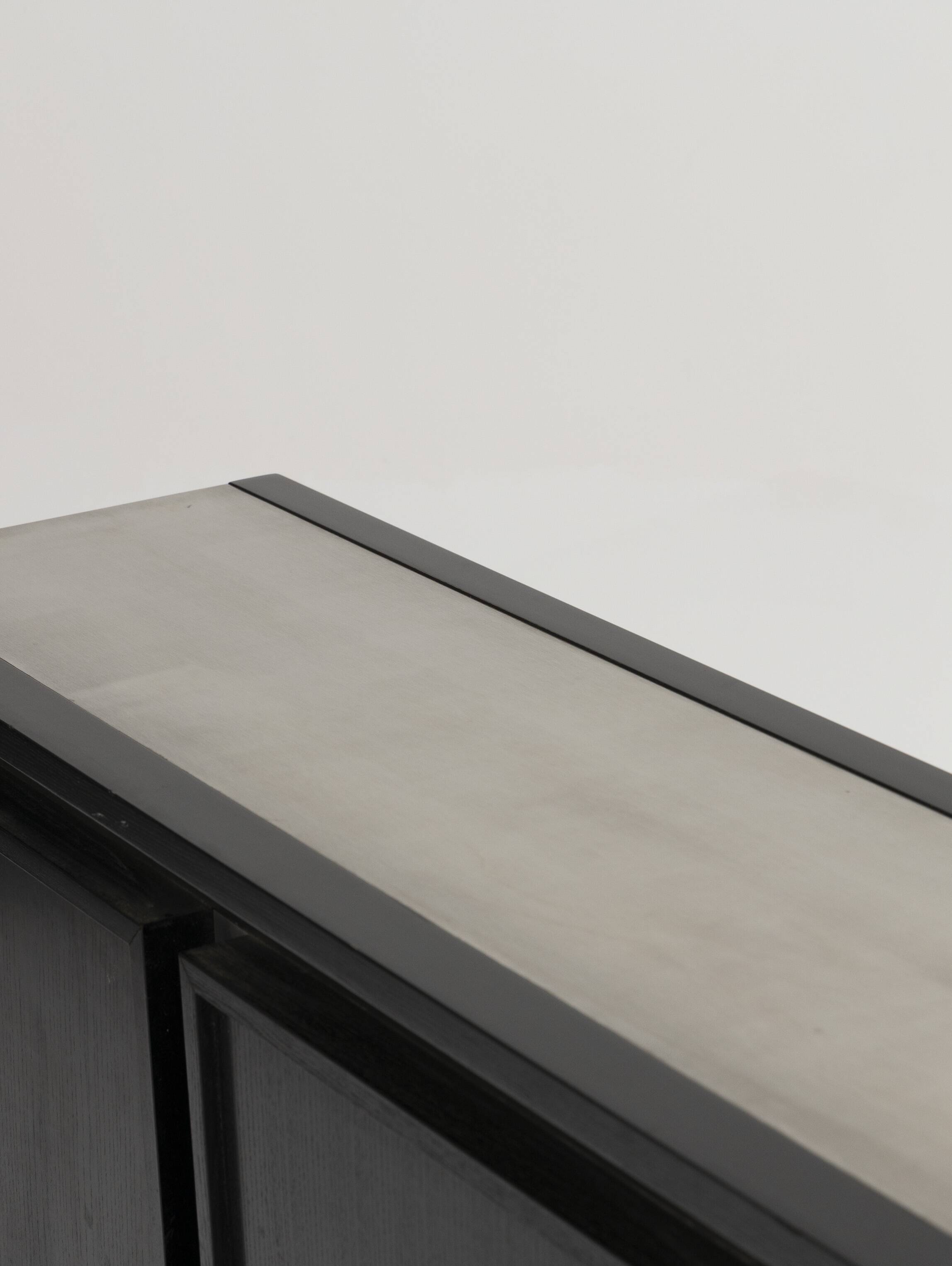 Brushed steel sideboard, lodovico acerbis, 1970s