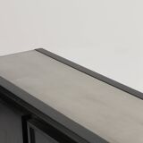 Brushed steel sideboard, lodovico acerbis, 1970s