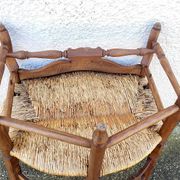 Provencal double armchair with woven rush in walnut