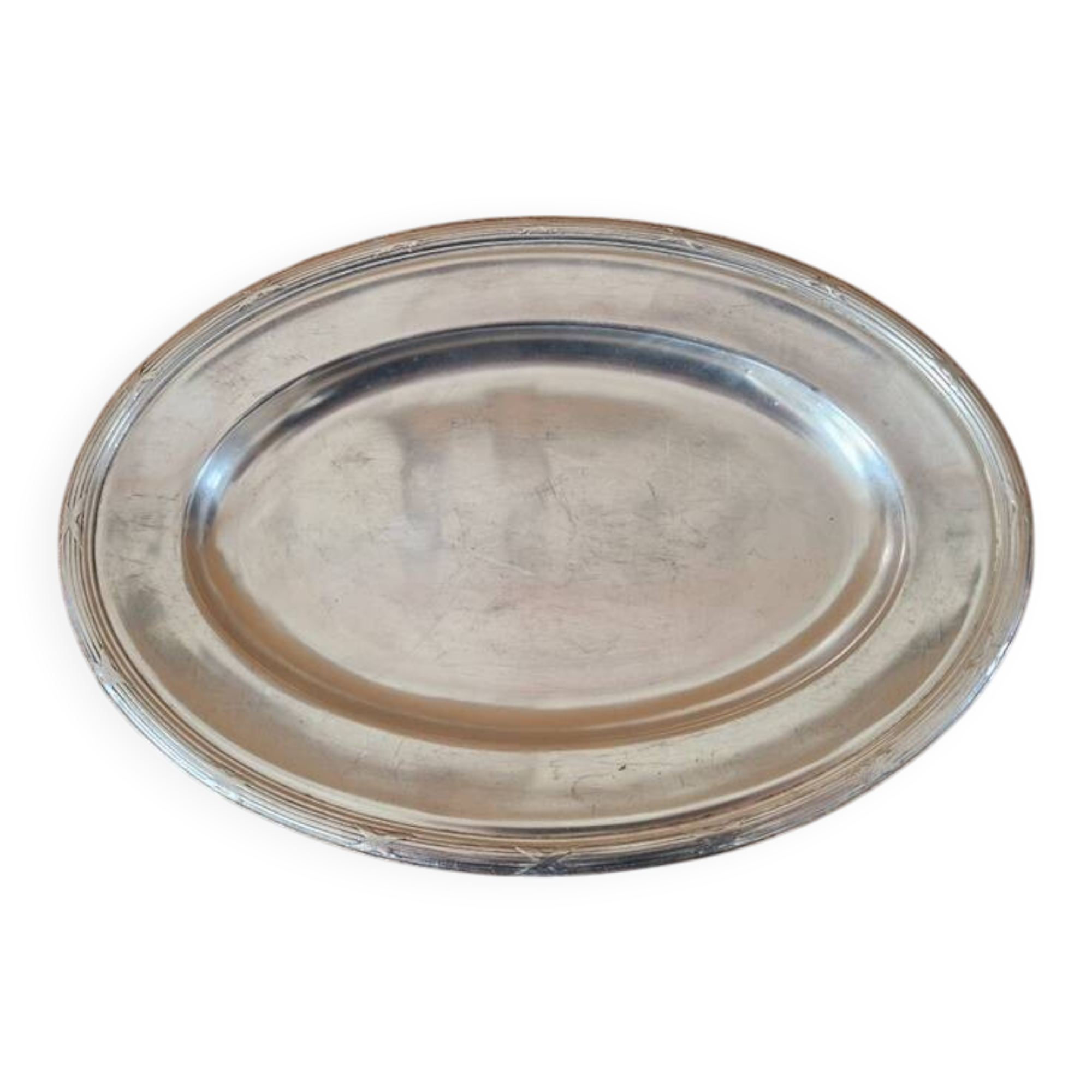 Christofle - Oval serving platter model Crossed Ribbons in silver-plated metal