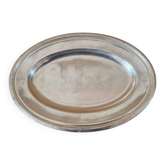 Christofle - Oval serving platter model Crossed Ribbons in silver-plated metal