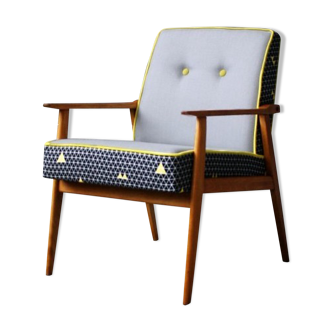 Fauteuil vintage triangles jaunes