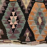 5x7 Burgundy & Green Geometric Pattern Vintage Kilim Rug, 162x218Cm