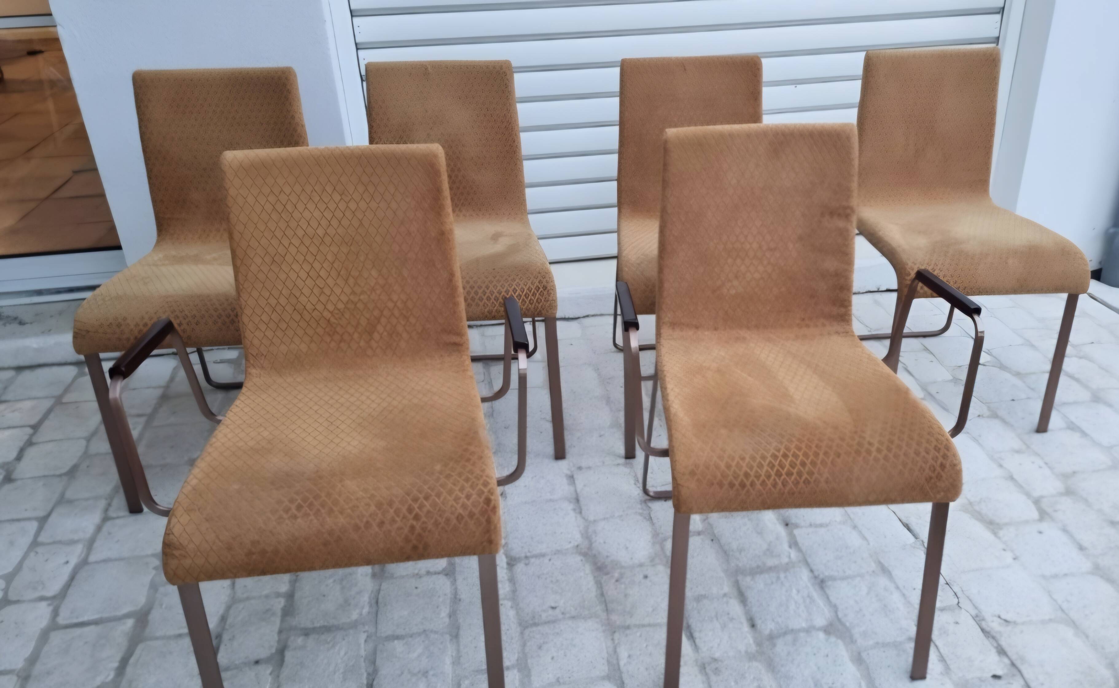Set of 6 velvet chairs and armchairs