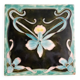 Art Nouveau trivet, glazed ceramic, signed