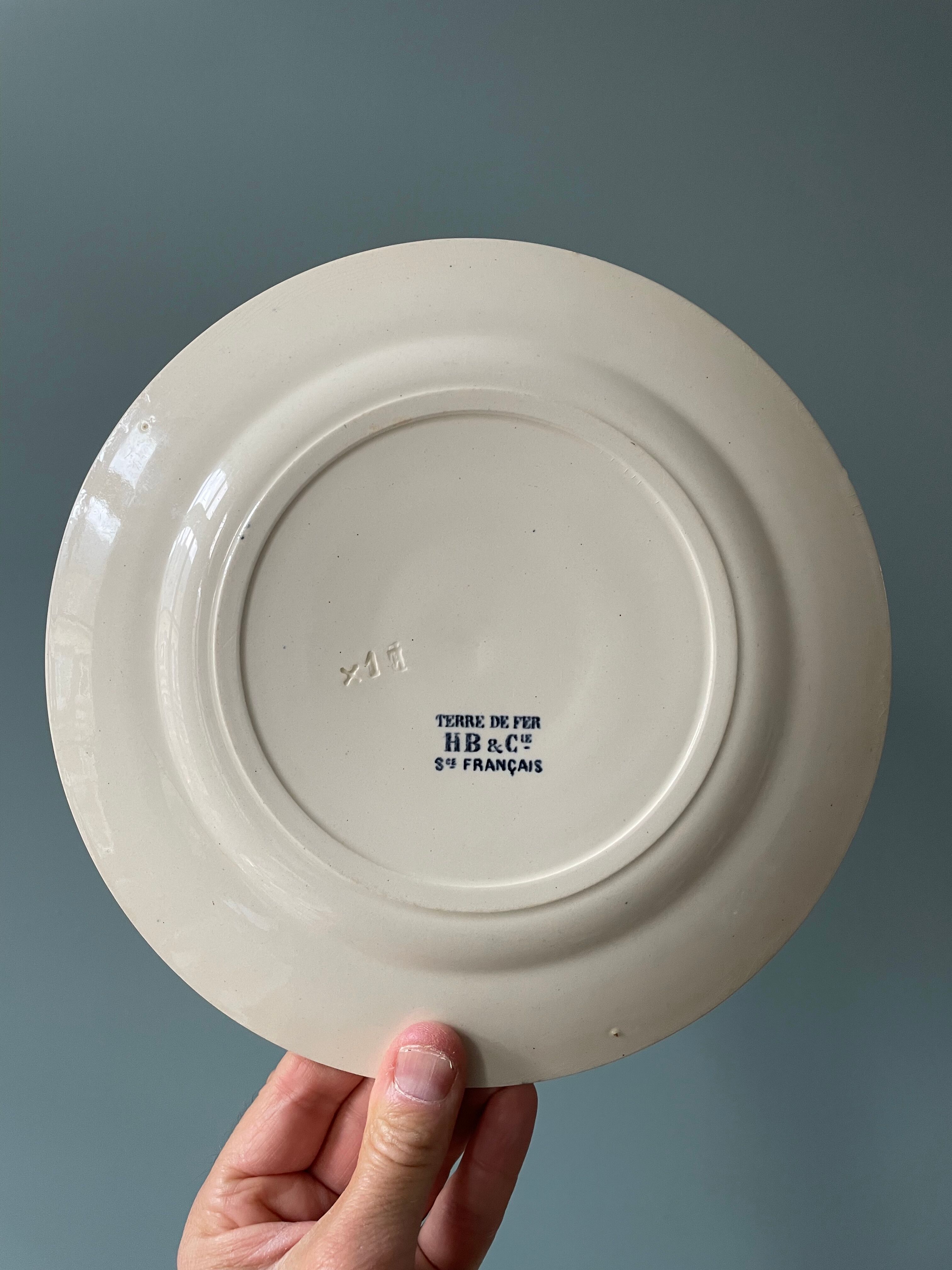 Series of 5 flat plates Terre de Fer HB and Cie Choisy Le Roi