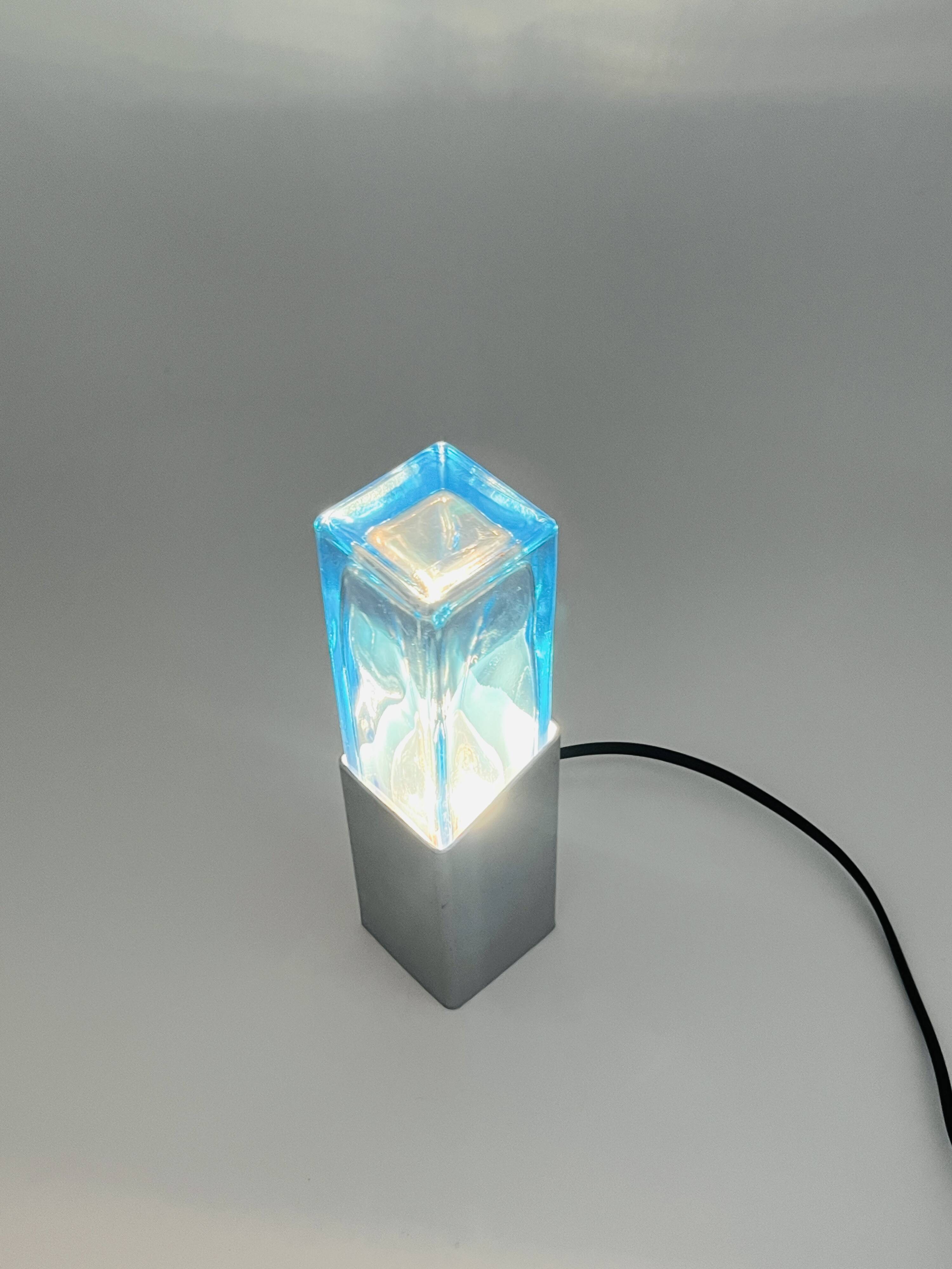 Space Age Glass Block Lamp Murano 1970