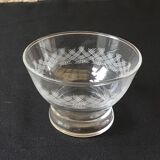 Lot of 16 glass cups vintage 60 glass pressed engraved