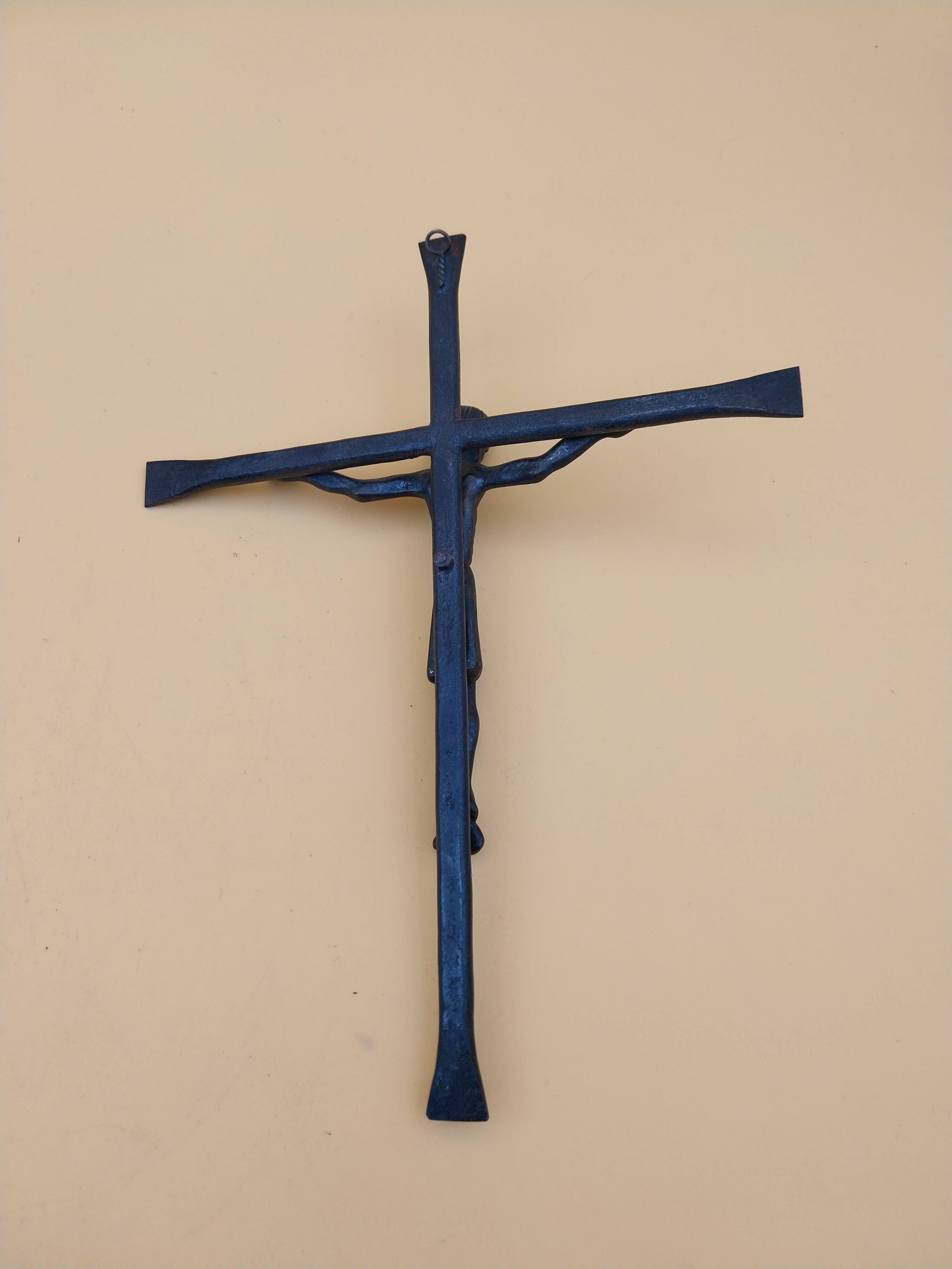 Bronze and wrought iron crucifix Christ Jesus unsigned