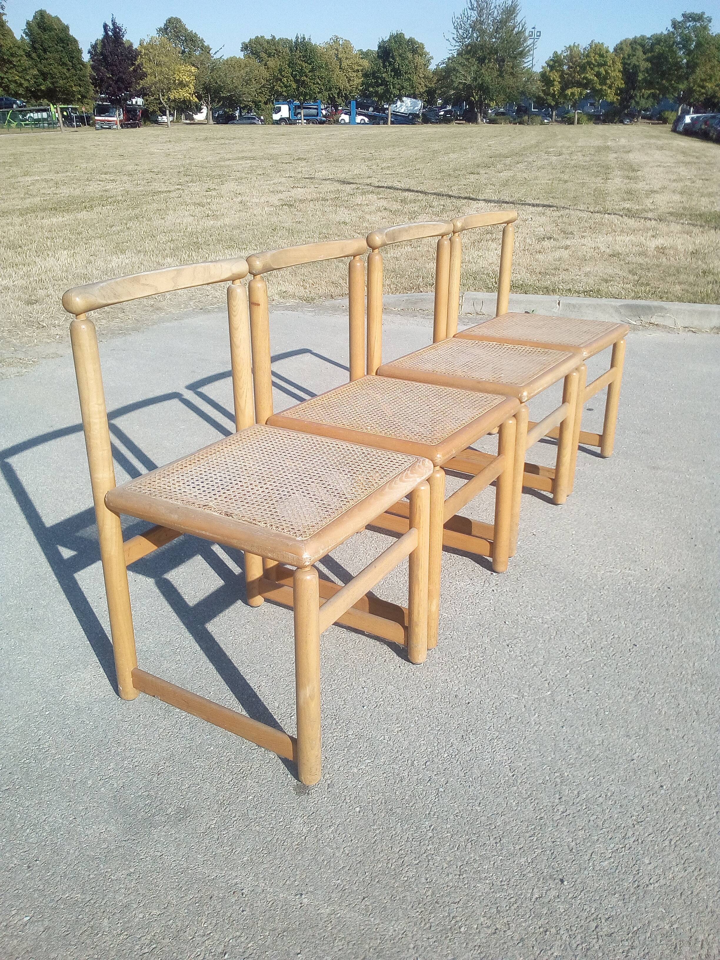 Series of 4 chairs with new canning