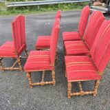 Set of six Louis XIII oak chairs