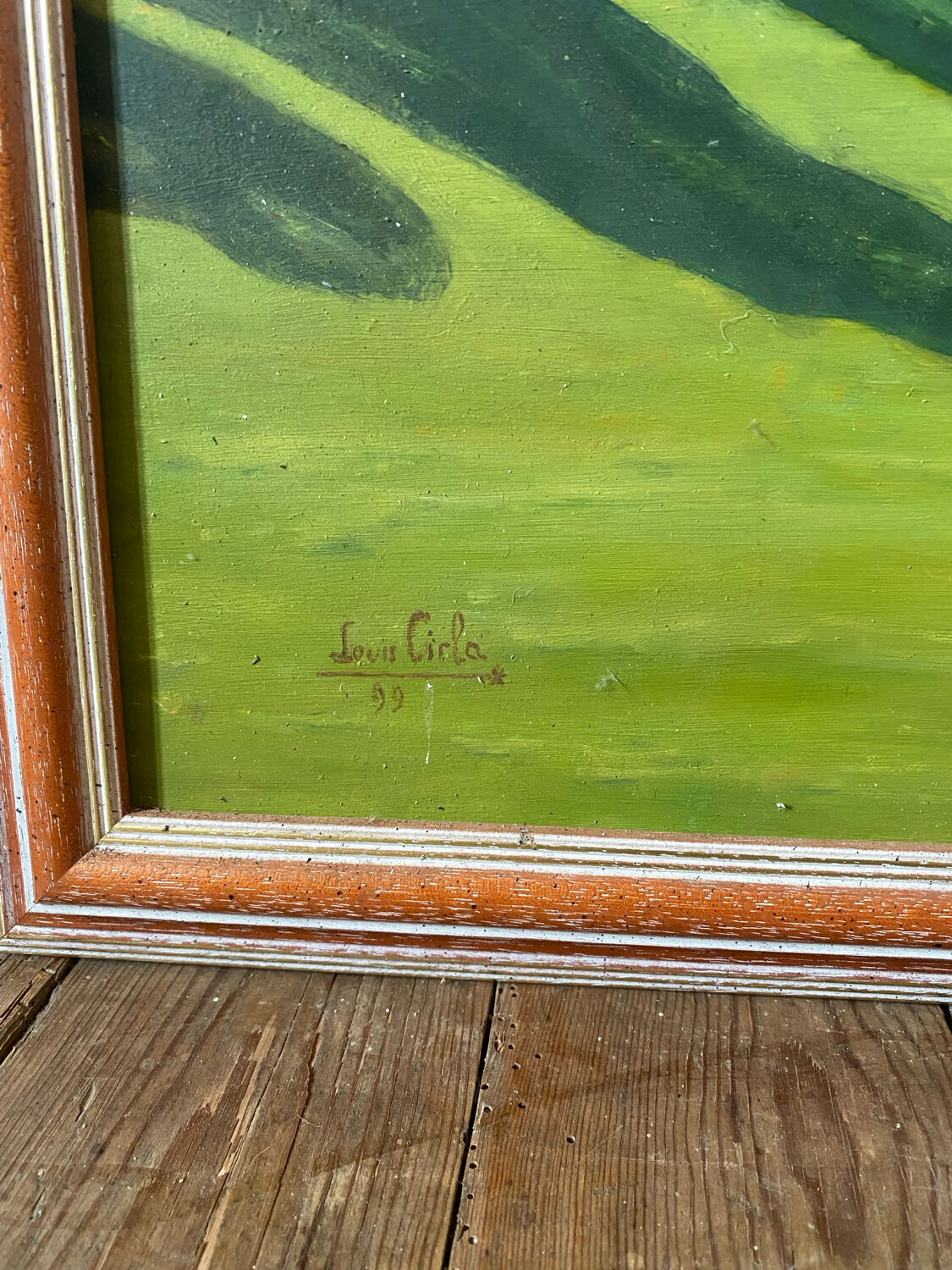 Old oil painting on canvas