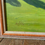 Old oil painting on canvas