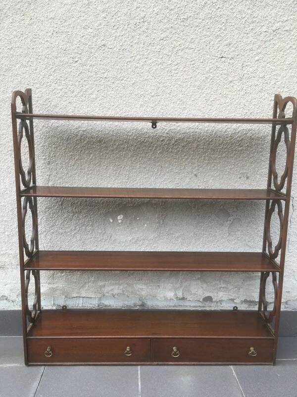 English Mahogany Wall Shelf – Georgian Style Bookcase Early 20th Century