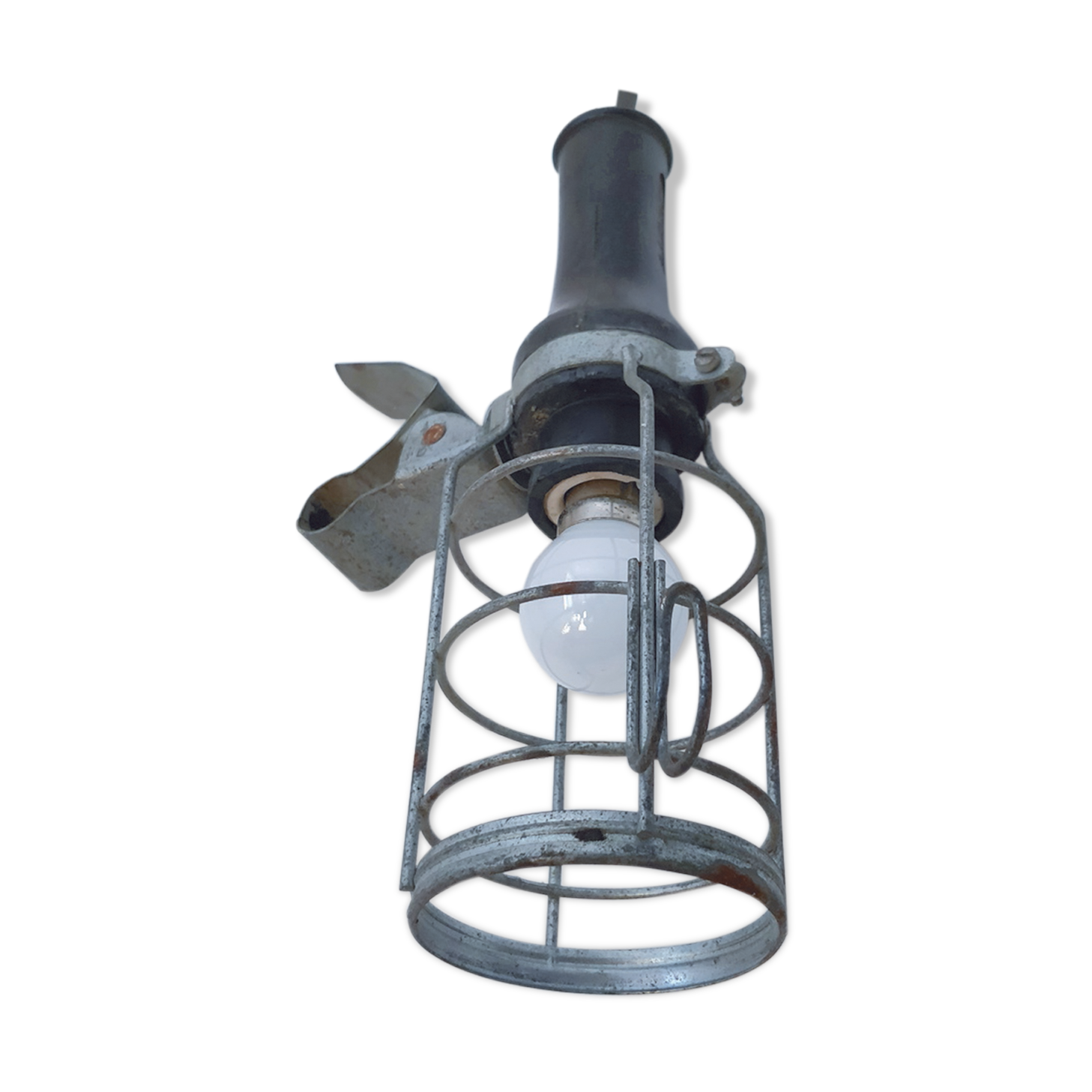 Black industrial atrow walking lamp