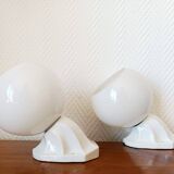 Pair of porcelain and opaline wall lights in Art Deco style