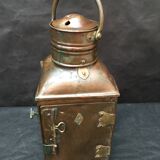 Ancient naval flag lantern in ancient copper semaphore lamp 19th century