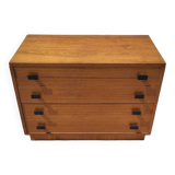 Vintage Scandinavian teak chest of drawers with 3 drawers and a chest