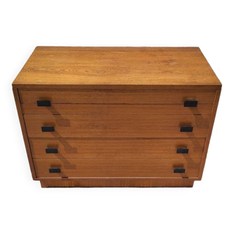 Vintage Scandinavian teak chest of drawers with 3 drawers and a chest