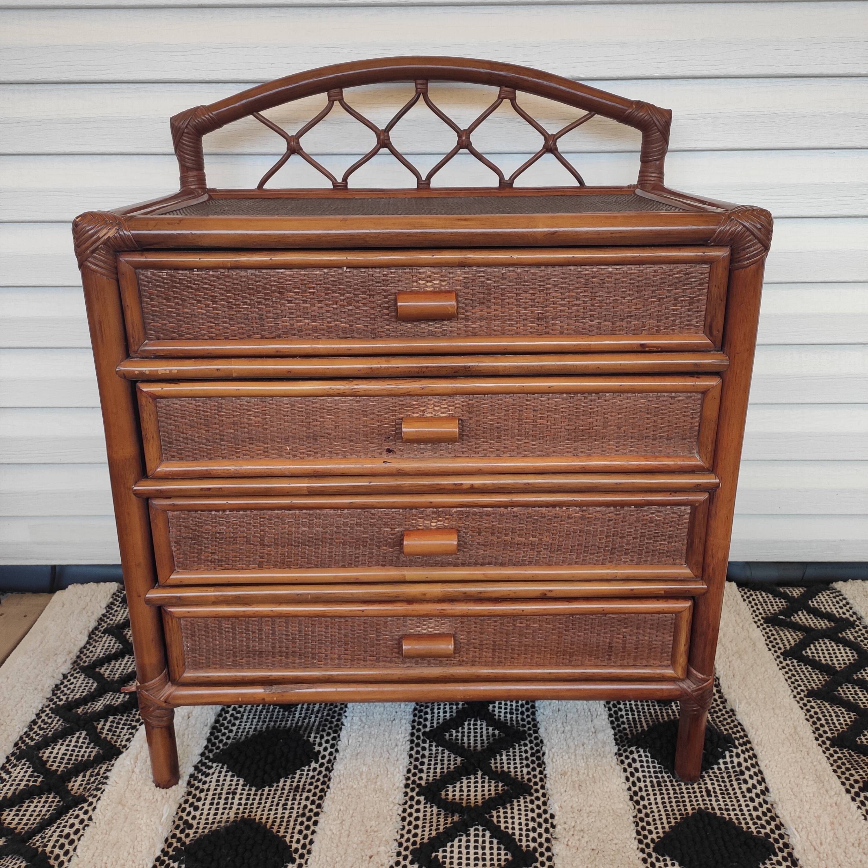 Vintage rattan chest of drawers