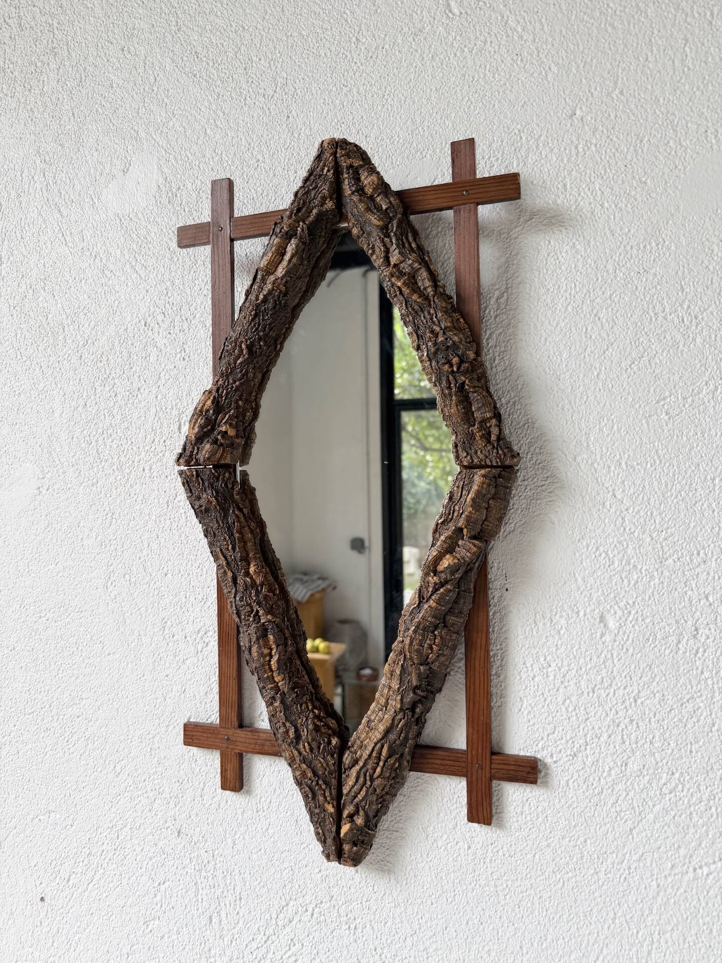 Rustic mirror wood 1900 folk art
