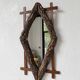Rustic mirror wood 1900 folk art