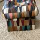 Pouf/chest or Ottoman “Harlequin” leather 1970