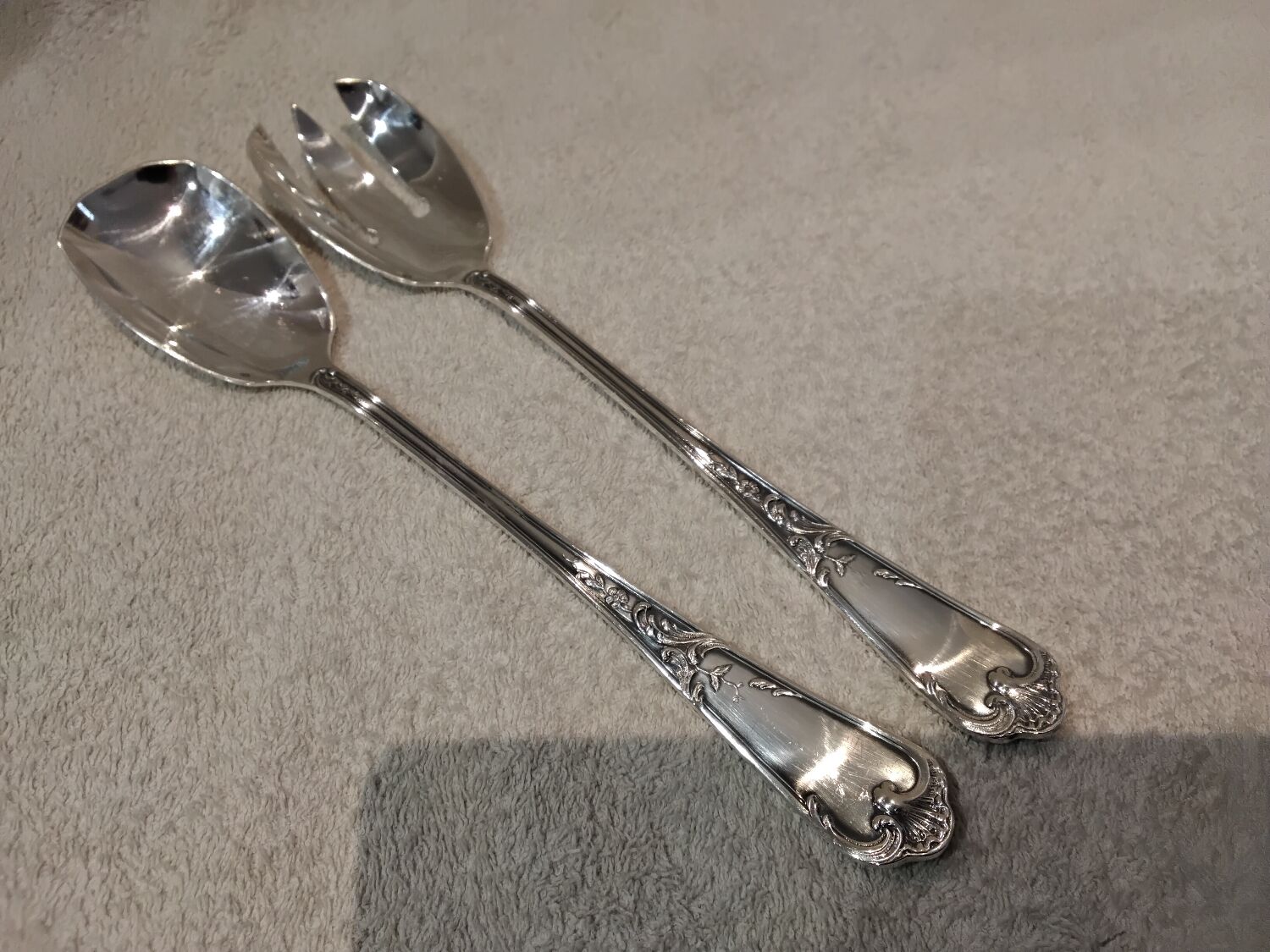 Silver-plated salad service for 2 pieces, Ercuis silversmith, Louis XV style, 29