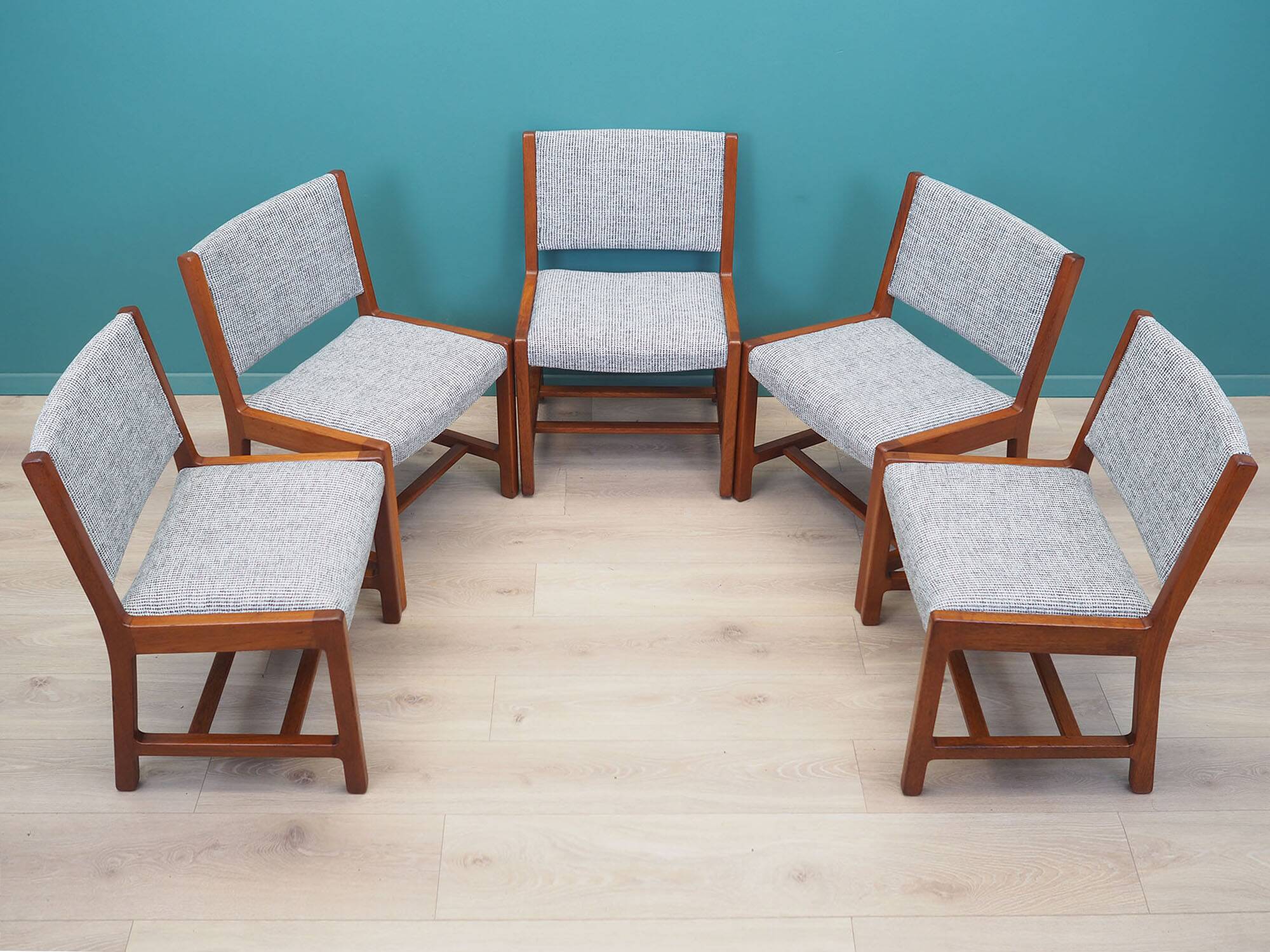 Set of five teak chairs, Danish design, 1970s, production: Denmark