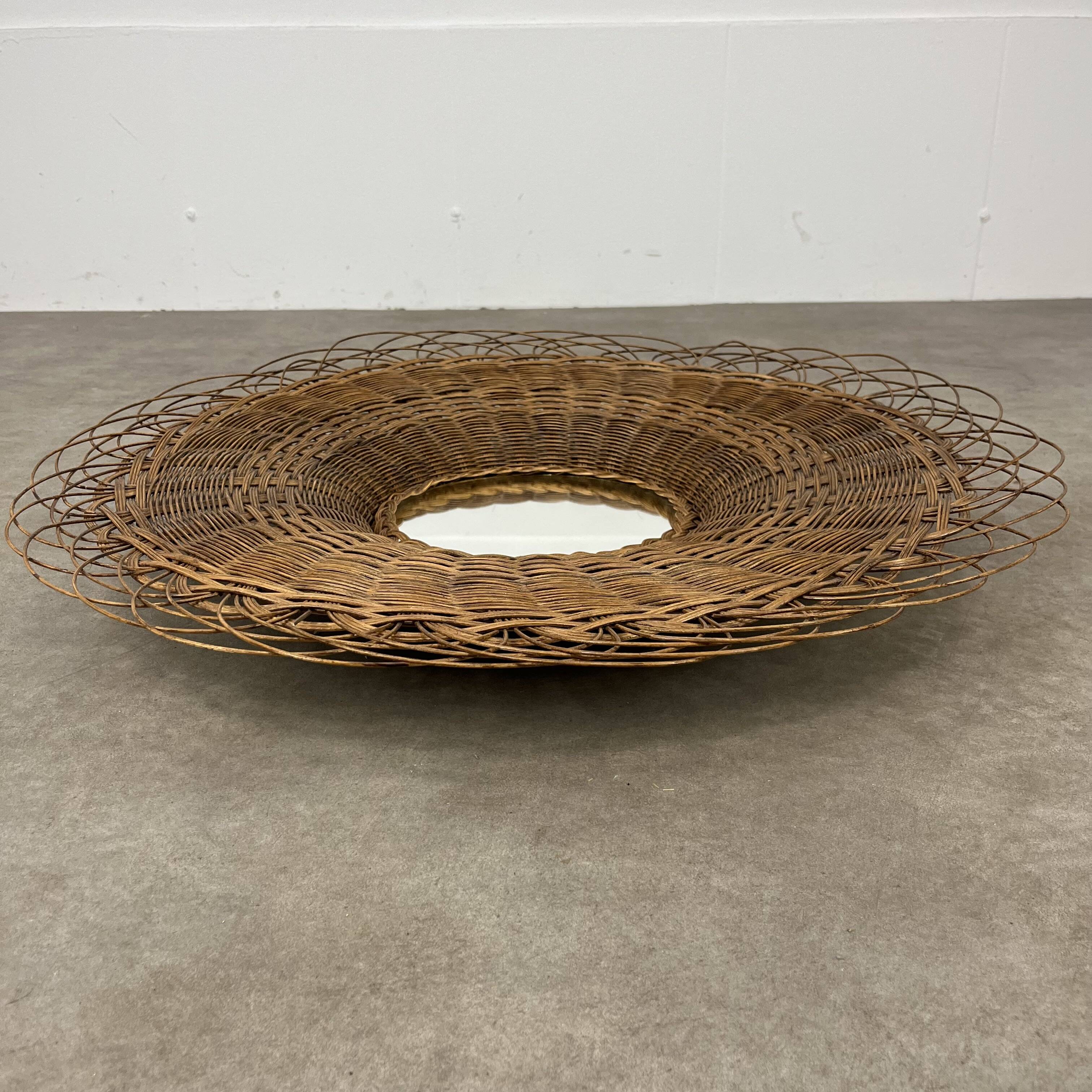 Rattan sun mirror 70 cm 60s