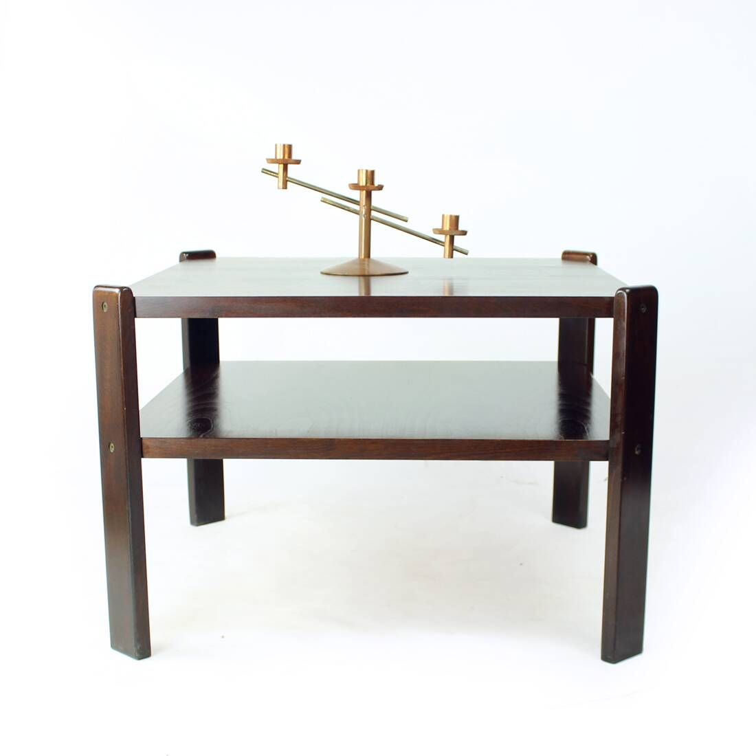 Table basse en hêtre foncé par Hikor Pisek Tchécoslovaquie années 1980