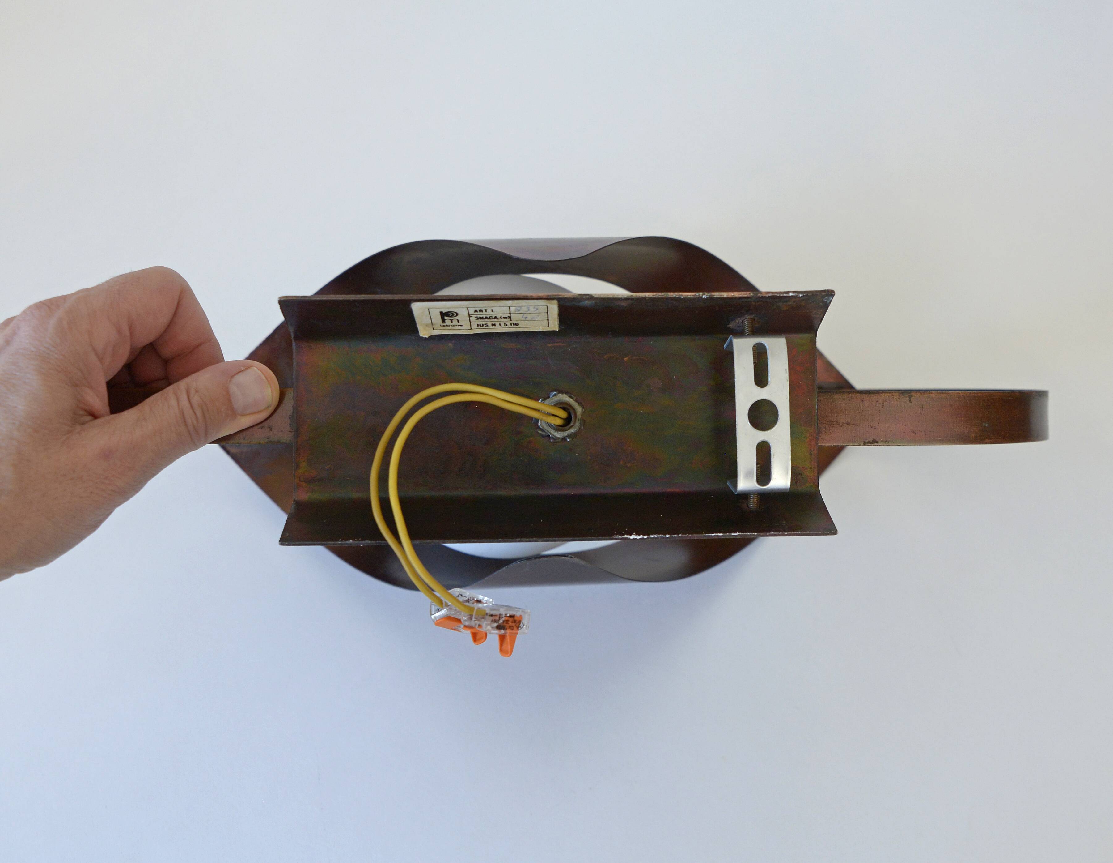 Brutalist sconce vintage wall lamp space age copper lamp 1970 light fixture