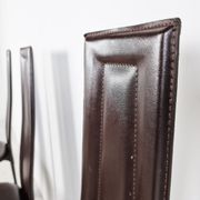 Vintage brown leather dining chairs, set of 6, 1980s