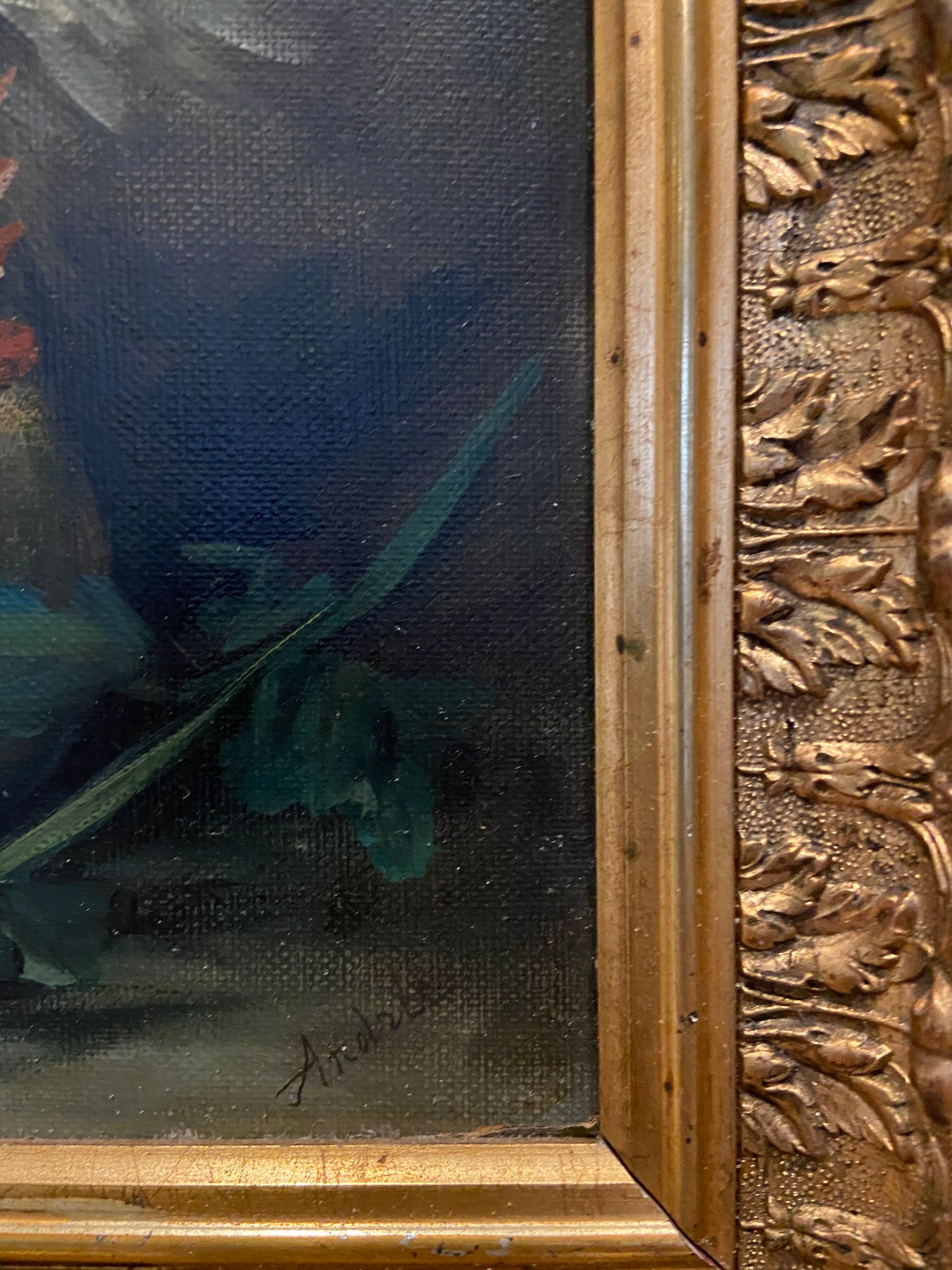 Oil on canvas bouquet of flowers