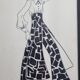 Fashion sketch, original drawing, monogrammed by Jean Eden, 70s
