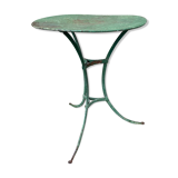 Riveted green old garden pedestal table