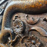 Antique 19th-century Chinese secretary with dragon woodcarving
