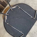 1 Linda armchair chair by Arrben in camel brown leather with a chrome steel frame.