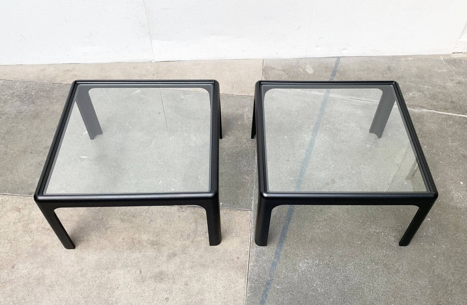 Mid-century vintage coffee table in glass by Peter Ghyczy for Horn Collection, 1960s, set of 2.