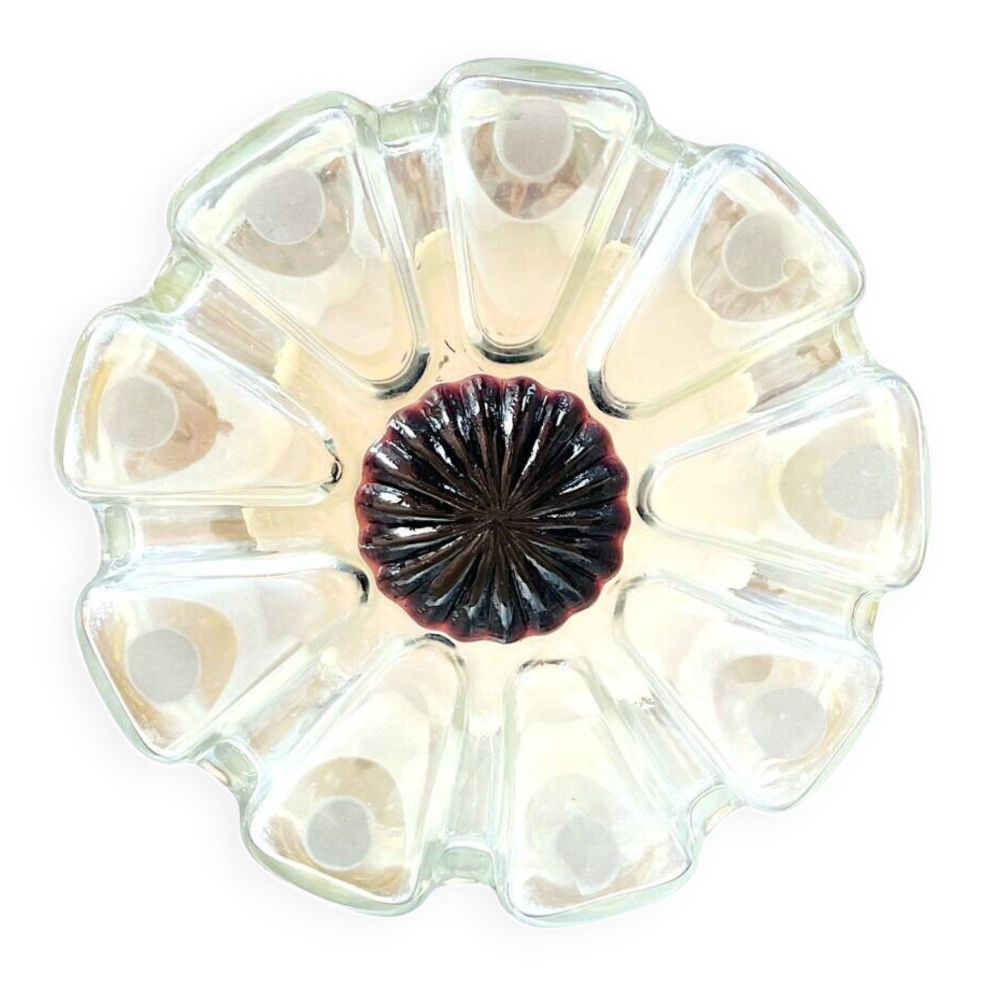 Plafonnier en forme de fleur en verre dépoli