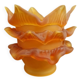 Tulipe en pâte de verre ambrée