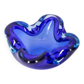 Vintage 1970s blue Murano glass ashtray, Italian design