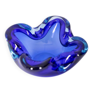 Vintage 1970s blue Murano glass ashtray, Italian design