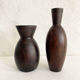 Ceramic vase painted in brown (wood effect), rounded model