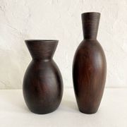 Ceramic vase painted in brown (wood effect), rounded model