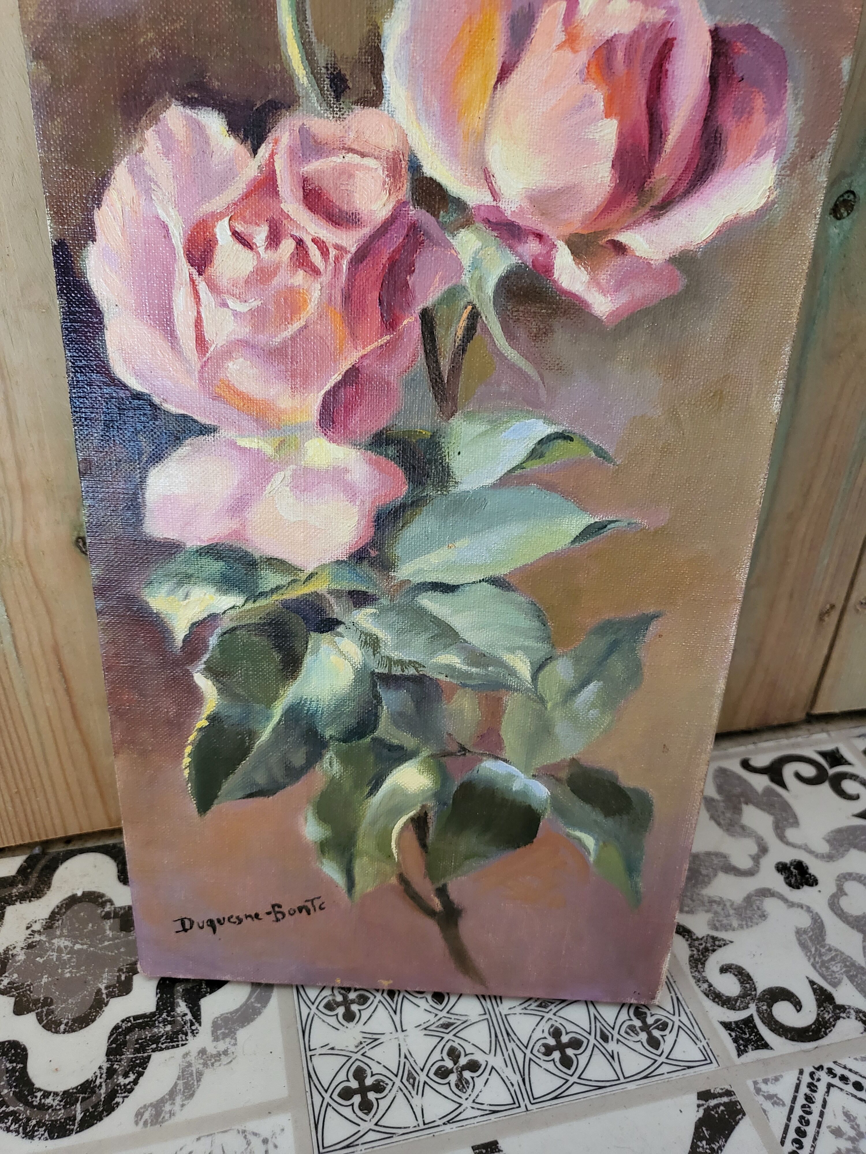 Huile sur toile "les roses"