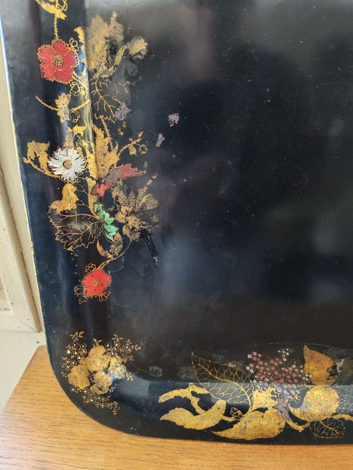 Large painted metal Napoleon III tray.
