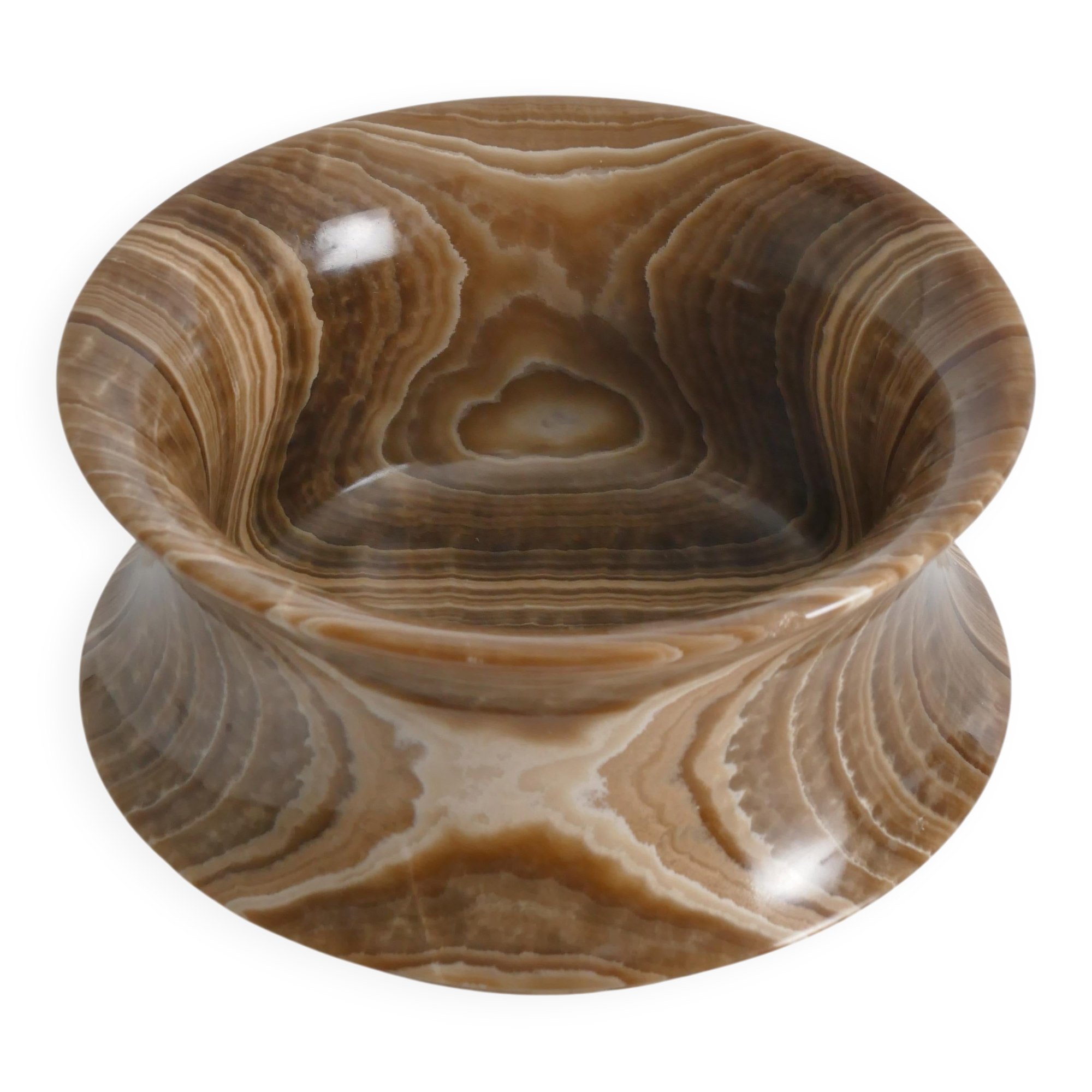 Hand Turned Brown Onyx Bowl, Greece, 1970s